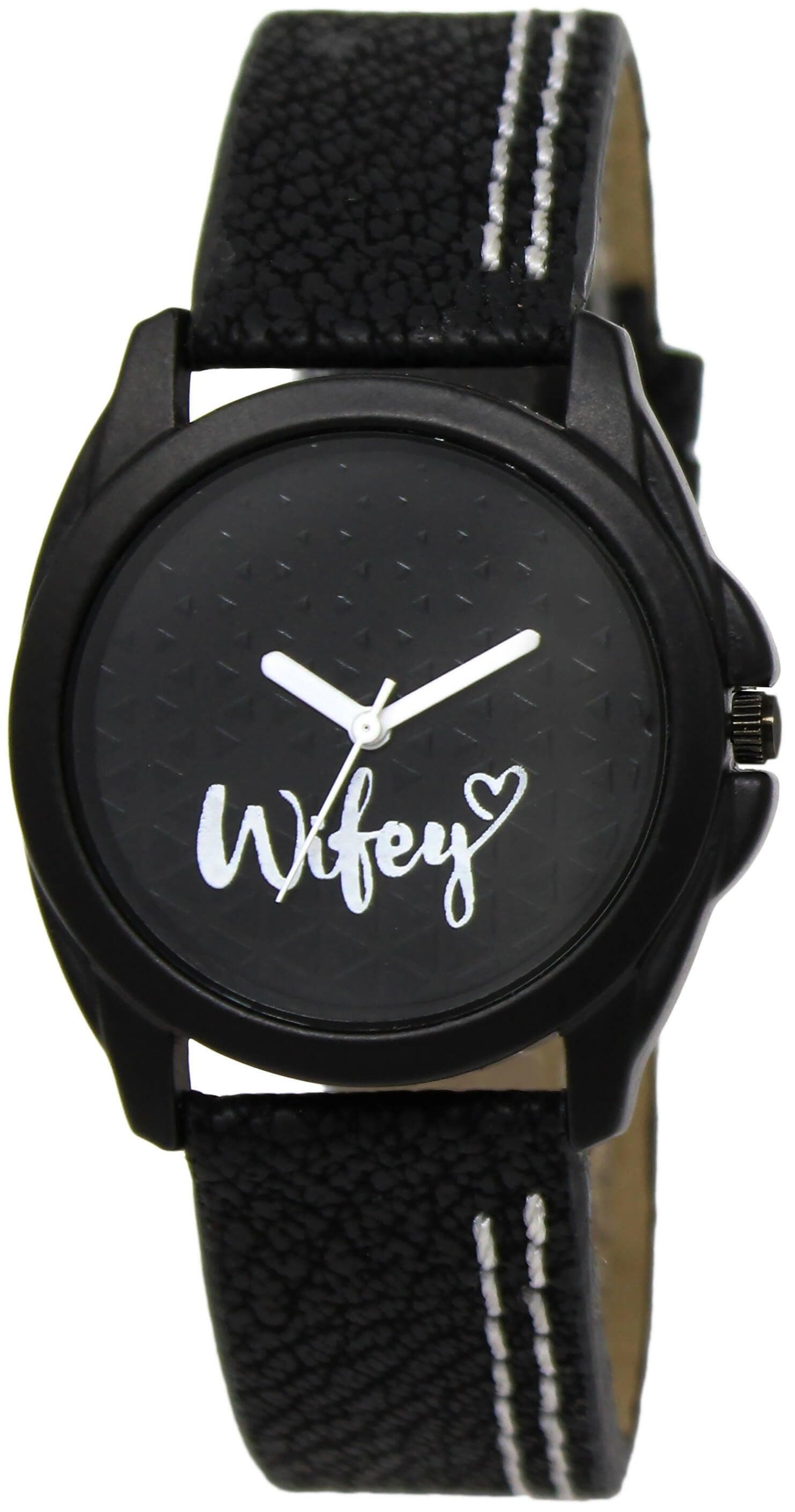 LOREM Black Wifey Analog Watch For Women LR234 - HalfPe