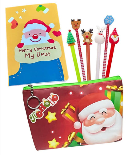 Le Delite Santa Claus - Stationery Combo with Diary Pen Pencil Eraser - HalfPe