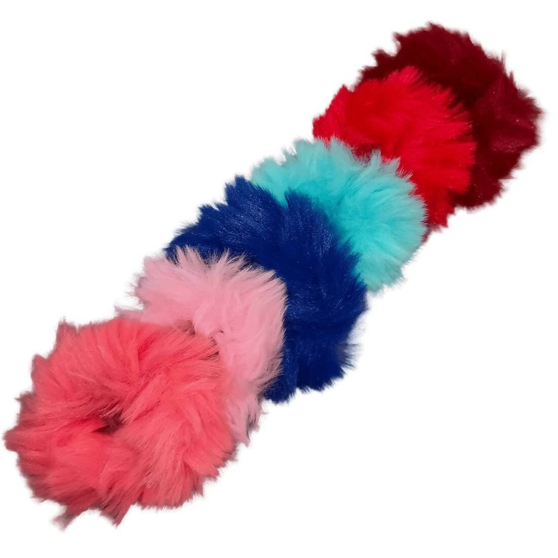 SENECIO Fluffy Fur Soft Multicolor Rubber Band Hair Tie Large Size Hair & Hand Scrunchies(6Pcs) - HalfPe