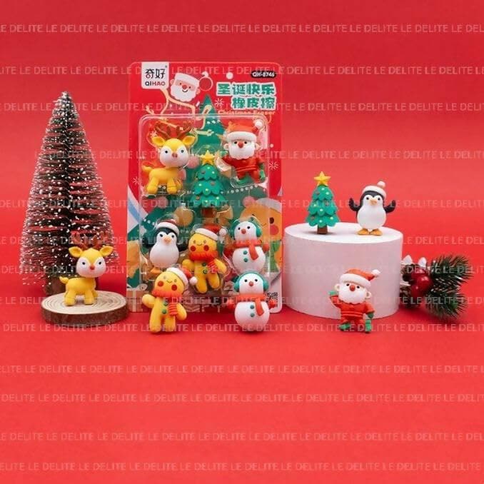 Le Delite Christmas Theme Erasers for Christmas Return Gifts - HalfPe