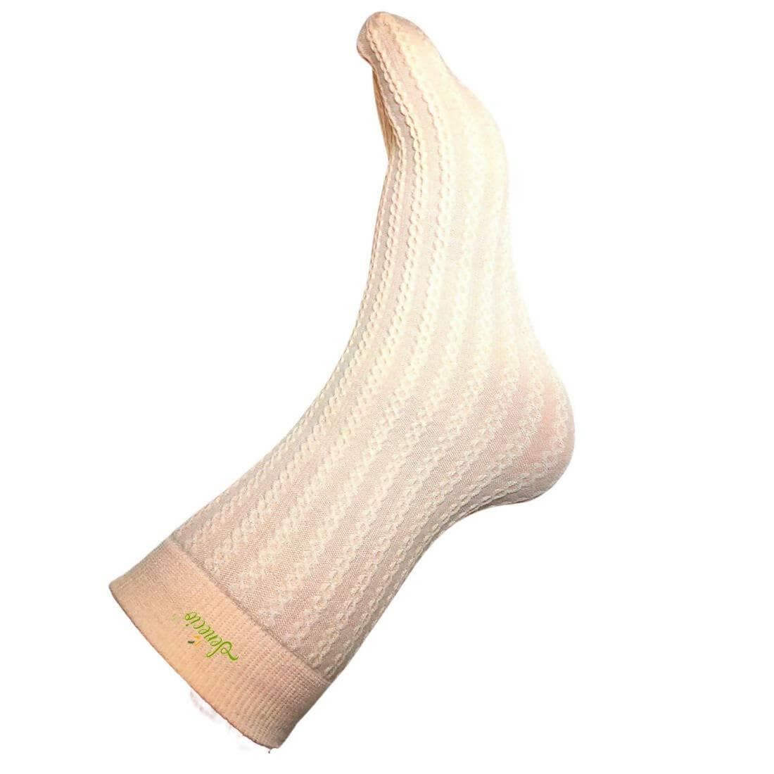 SENECIO Women's Ankle Woven Texture Socks- Beige Brown Different Style (Set of 4 Pairs) - HalfPe