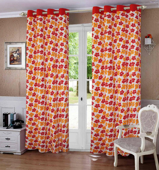 Lushomes Door Curtain, Basic Printed Cotton Curtains for Living Room/Home with 8 Eyelets & Printed Tiebacks for Door, Door Curtain, Curtain 7.5 Feet, Screen for Window, (Size 54x90 Inches) - HalfPe