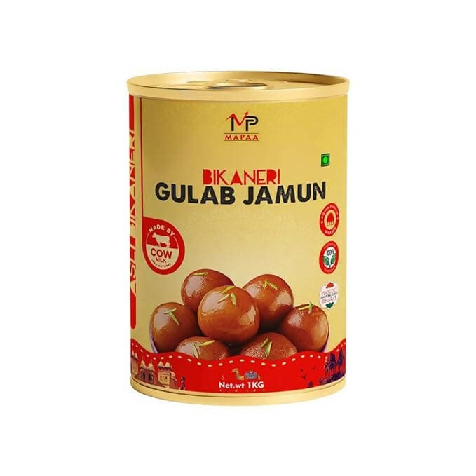 MAPAA's Bikaneri Gulab Jamun 20 Pcs Per Can 1 KG Tin Pack - HalfPe