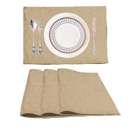 Lushomes Jute Table Mat, Beige Dining Table Mat, table mats set of 4, Also Used as kitchen mat, fridge mat, cupboard sheets for wardrobe, Jute Place mats (Pack of 4, 12x18 Inches, 30x45 Cms) - HalfPe