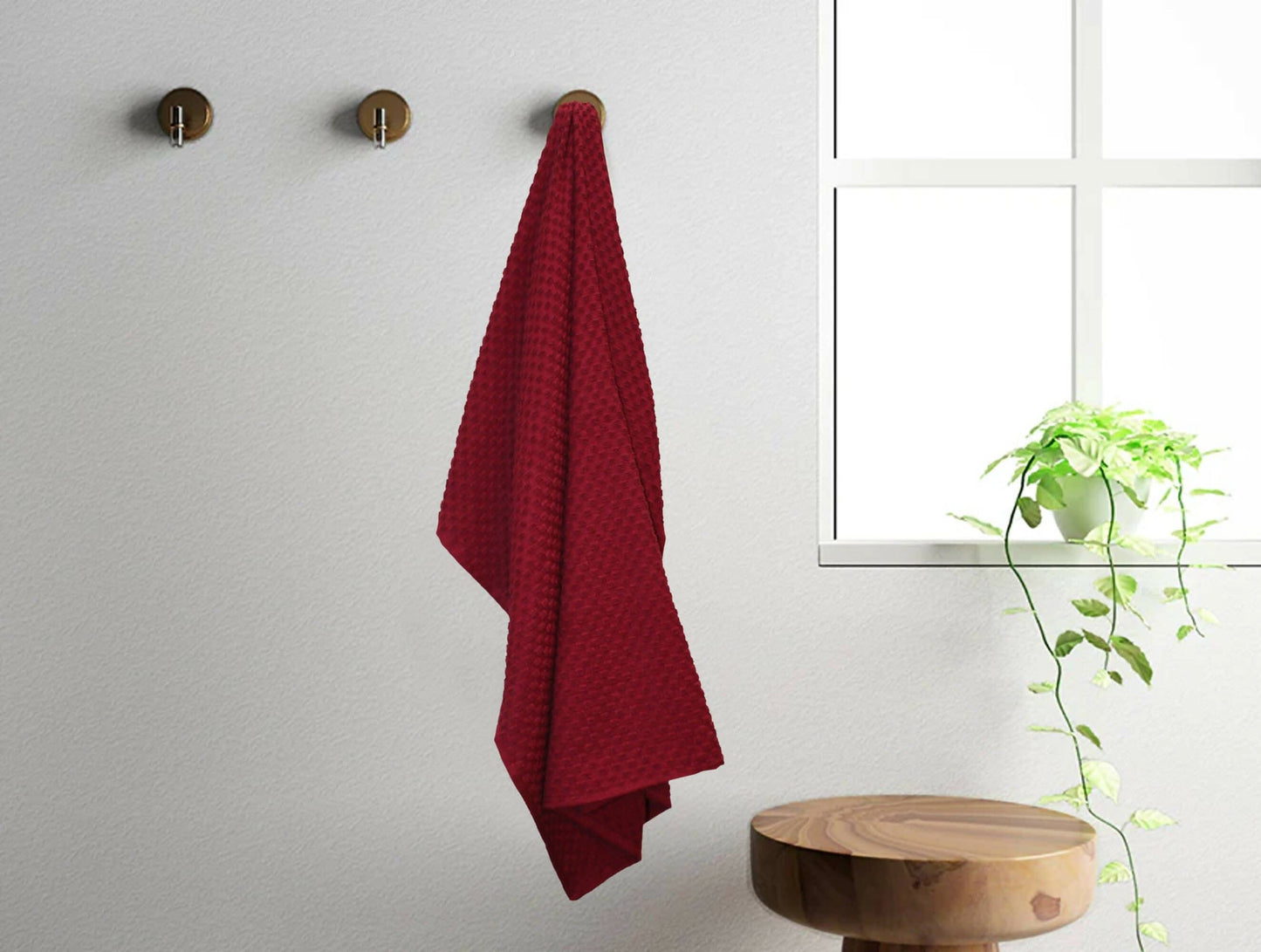 Lushomes Towels for Bath, bath towel, cotton towels for bath, large size, bathing towel, for Men and Women, Popcorn Weave, Maroon, 335 GSM Approx (Pack of 1, Size 70 x 150 cms, 28x59 Inch) - HalfPe