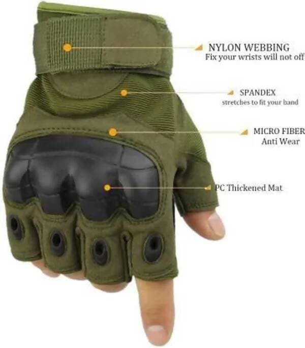 Riding Cycling Weight Lifting Half Finger Hard Tactical Gloves Riding Gloves (Green) - HalfPe