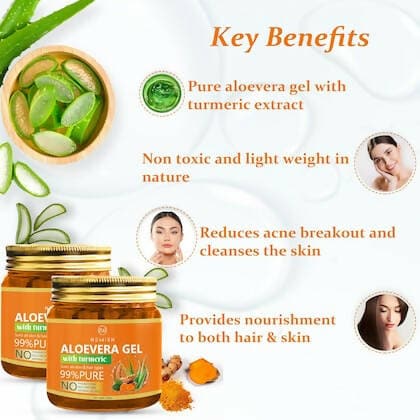 Newish Aloevera Gel Moisturizer for Face Enriched With Turmeric For Face & Skin - 200g (Pack Of 2) - HalfPe