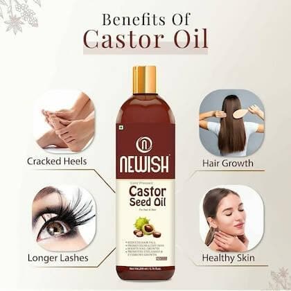 Newish Premium Castor Oil for Hair Growth, Skin and Eyebrow| Pure Cold Pressed 200ML (Pack Of 2) - HalfPe