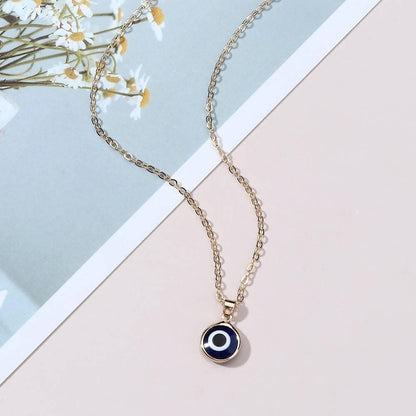 Pinapes Blue Turkish Evil Eye Pendant Chain Necklace for Women (Blue) (Pack of 2) - HalfPe