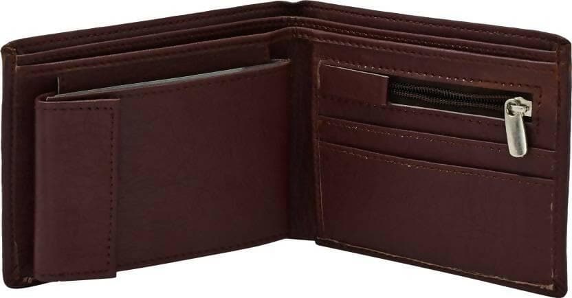 Men Casual Brown Artificial Leather Wallet (4 Card Slots) - HalfPe