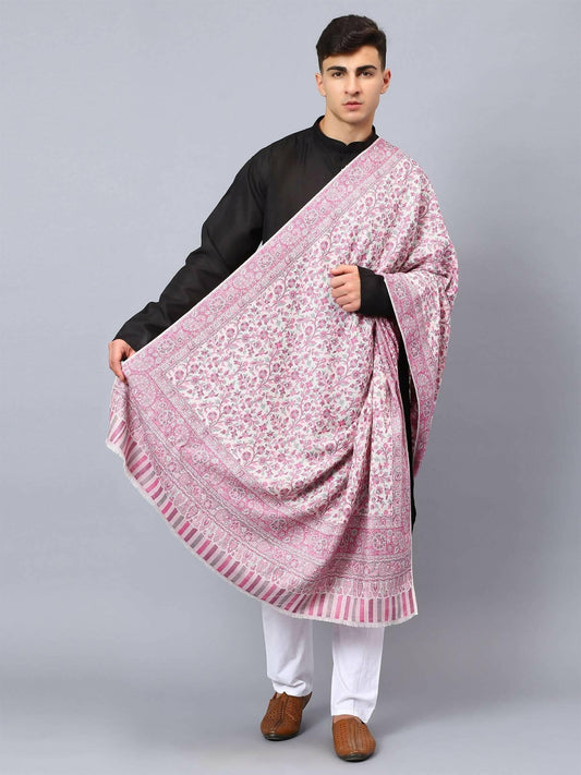 White Fine Wool Kani Shawl - HalfPe