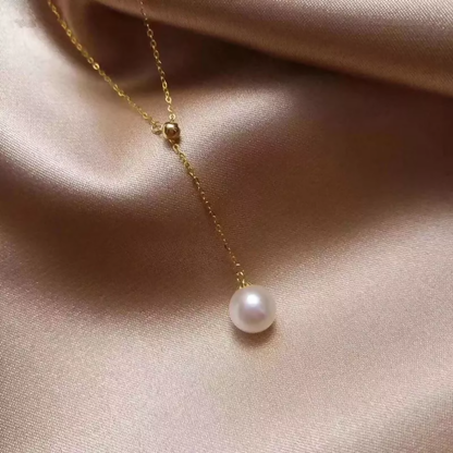 Pinapes Gold Plated White Pearl Necklace Golden Chain Pendant for Women & Girls - HalfPe