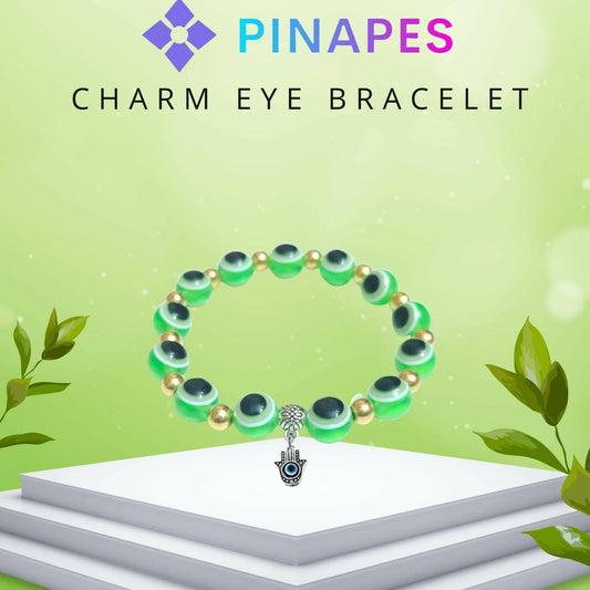 Pinapes Stylish Evil Eye Bracelet (Light green, pack of 2) - HalfPe