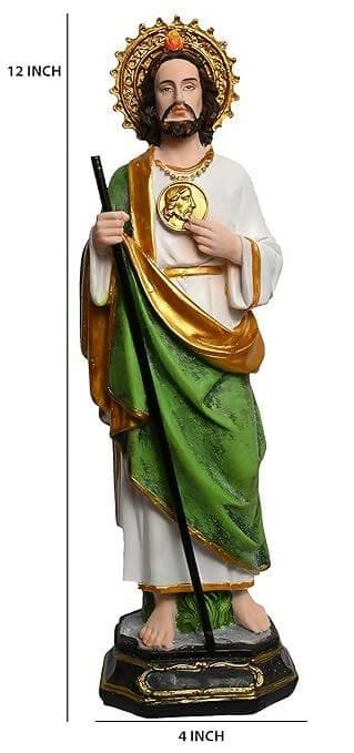 KariGhar Resin St.Jude The Apostle,Jude of James, Jude Thaddaeus Lebbaeus Catholic Idol Perfect for Home, Office, Prayer Room, Altar, Housewarming, Gifting and Decoration, Multicolour 12 Inch - HalfPe