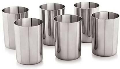 SHINI LIFESTYLE Stainless Steel Water glass (350 ml, Pack of 6) - HalfPe