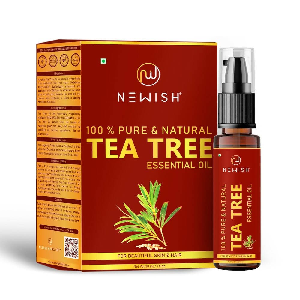 Newish Tea Tree Essential Oil for Skin Acne, Anti fungal oil, Hair, Aromatherapy (30 ML) - HalfPe