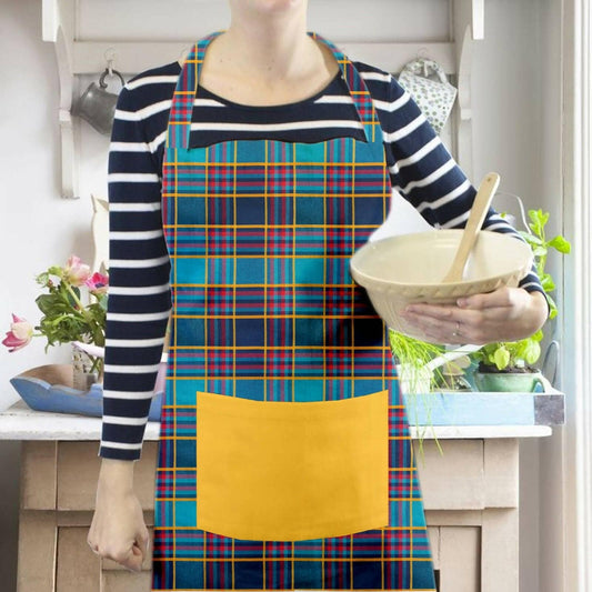 Lushomes Apron for Women, Green Checks Kitchen Apron for Men, Cooking Apron, apron for kitchen, kitchen dress for cooking, Adjustable Buckle and Solid Pocket, Size 60x80 cms, Pkof1 - HalfPe