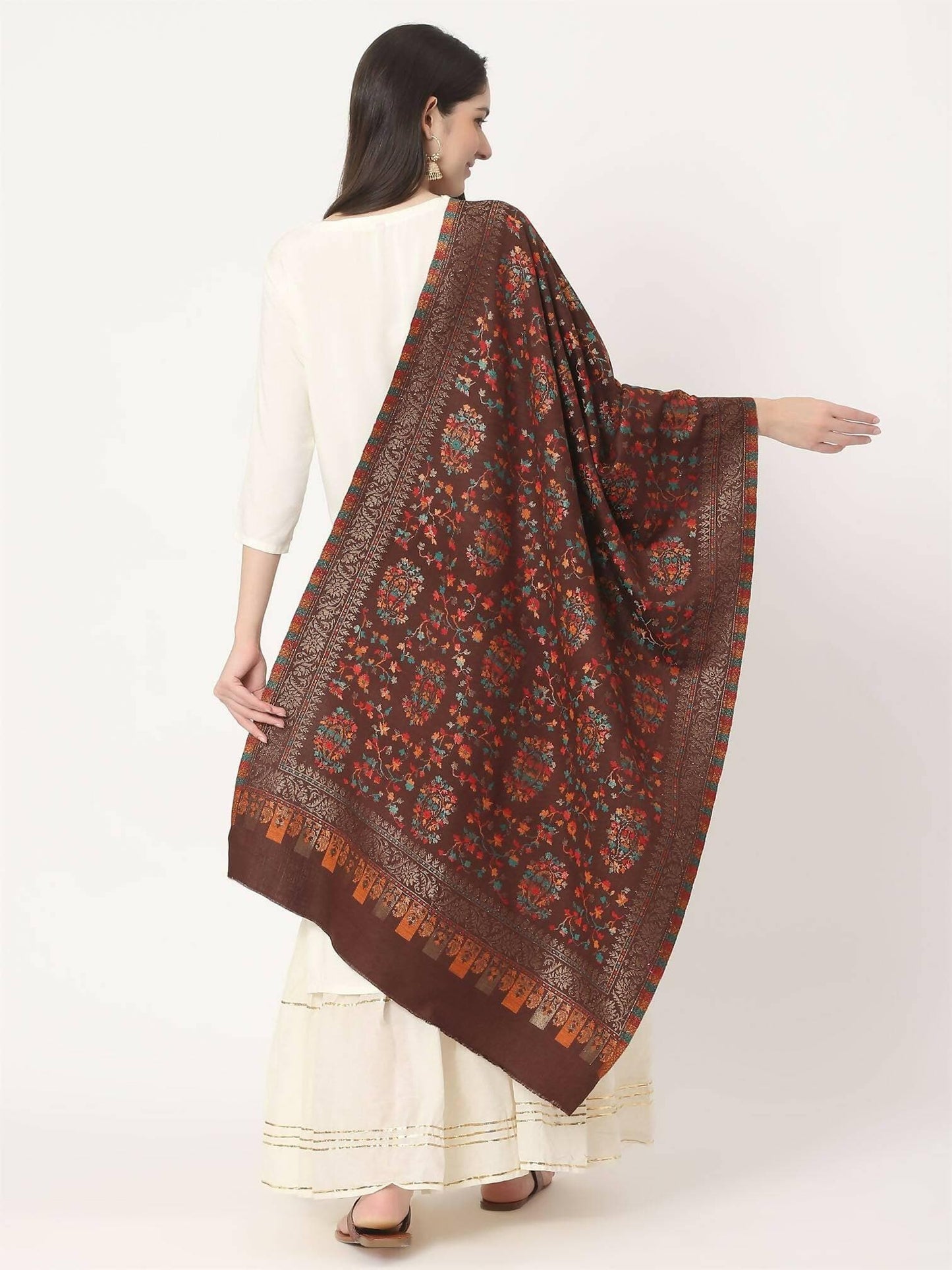 Coffee Brown Multiweave Stole - HalfPe