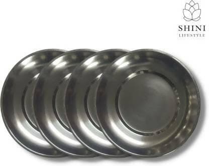 SHINI LIFESTYLE Steel Halva Plates (Pack of 4) - HalfPe