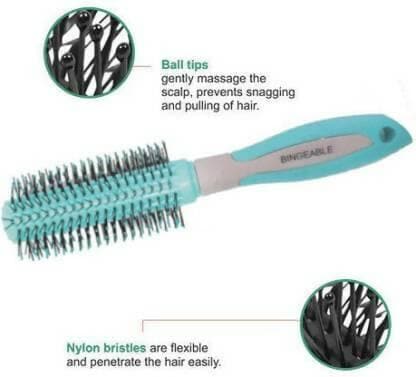 Bingeable Premium Round Hair Brush with Soft Bristles (Blue/ Multicolor) - HalfPe