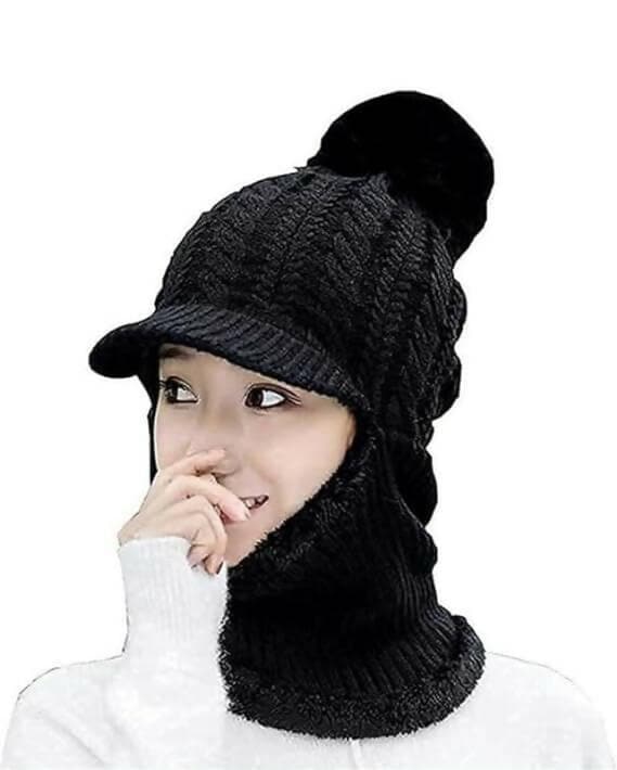 Women's Stylish Cap (Black) - HalfPe