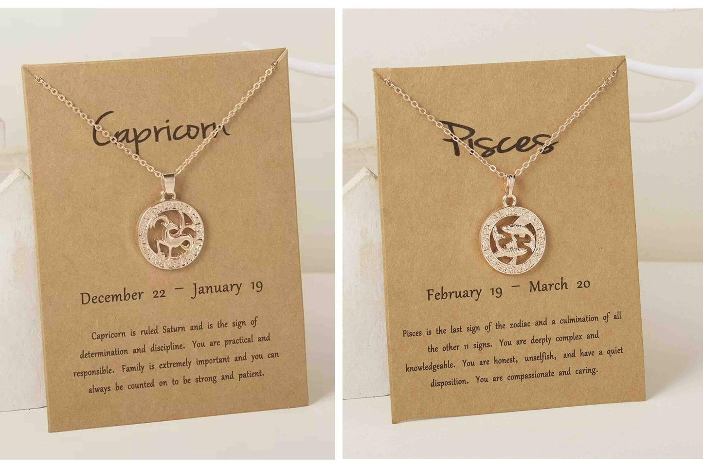 Pinapes Capricorn Minimal Pisces Pendant, Gold Zodiac Sign Necklace, Sign Charm, Engraved Necklace, Graduation Gift, Dainty Gold Pendant - HalfPe