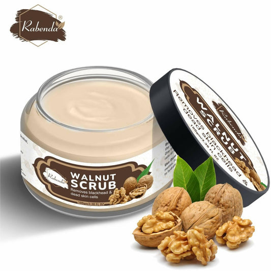 Rabenda Walnut Natural Tan Removal Scrub For Smooth And Brightener Skin Scrub (Pack of 2 - 100gm) - HalfPe