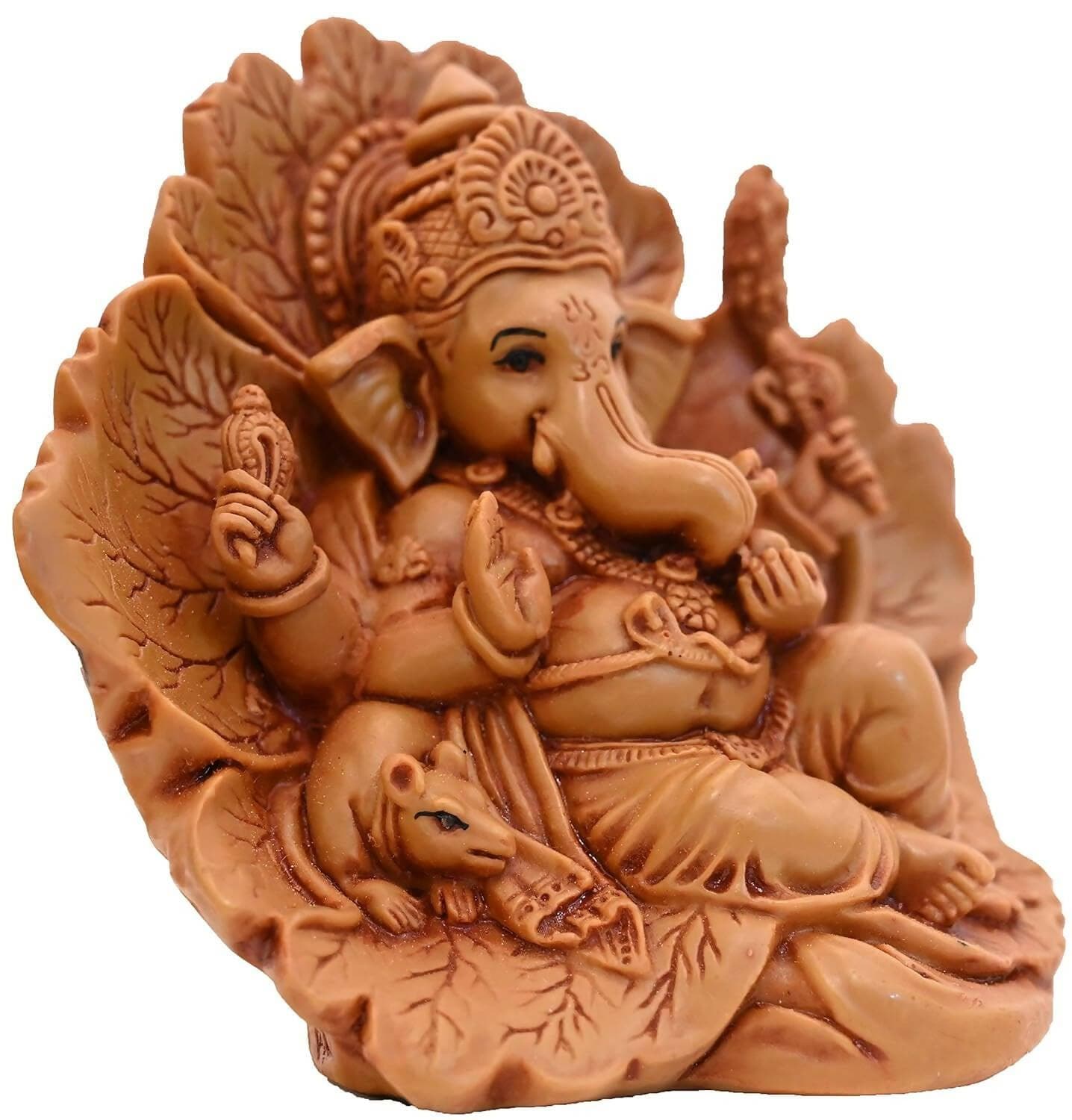 KariGhar Polyresin Ganesh Ganpati ji Idol for Car Dashboard, Jaswant Showflower - HalfPe