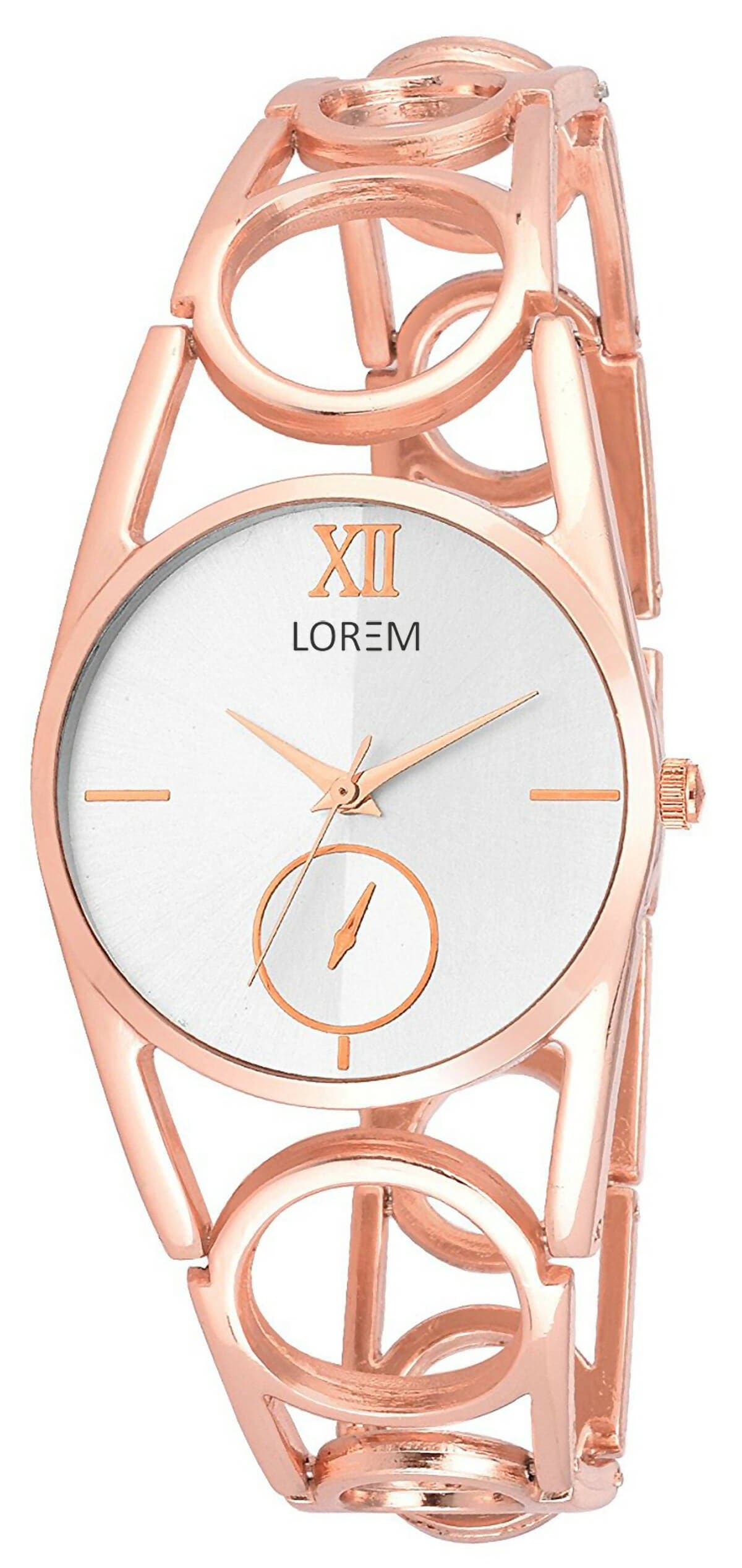 LOREM Silver Roman Analog Watch For Women LR213 - HalfPe