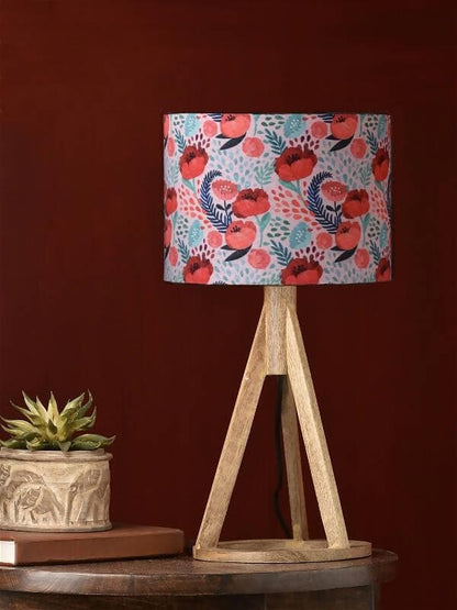 Red Roses Trio Wooden Lamp - HalfPe