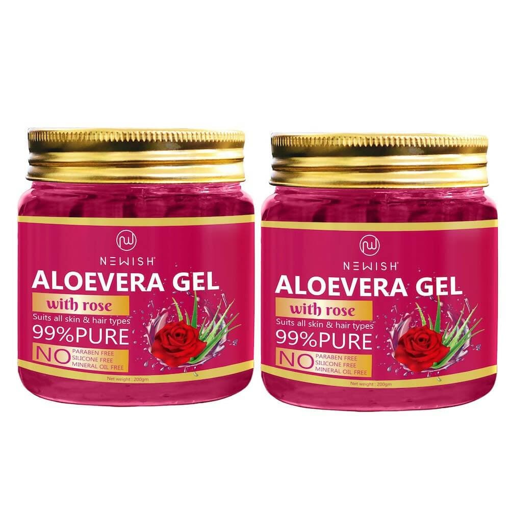 NEWISH Aloevera Gel With Pure Natural Rose Fragrance For Hair And Face Massage Gel (400 g) - HalfPe