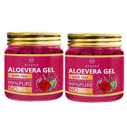 NEWISH Aloevera Gel With Pure Natural Rose Fragrance For Hair And Face Massage Gel (400 g) - HalfPe