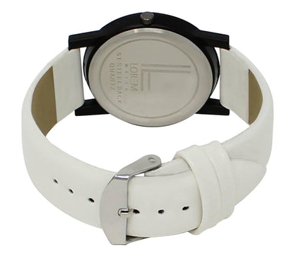 LOREM White Slim Analog Watch For Men LR26 - HalfPe