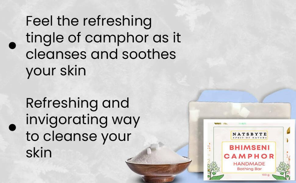 Natsbyte Bhimseni Camphor Soap | Camphor Bathing Bar | Handmade Soap for Freshness - HalfPe