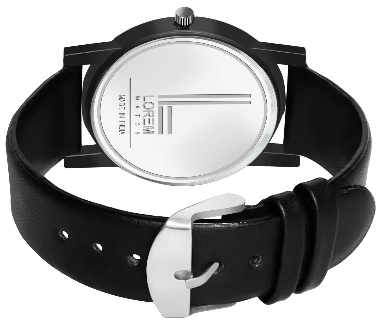 LOREM Black Sllim Analog Watch For Men LR49 - HalfPe