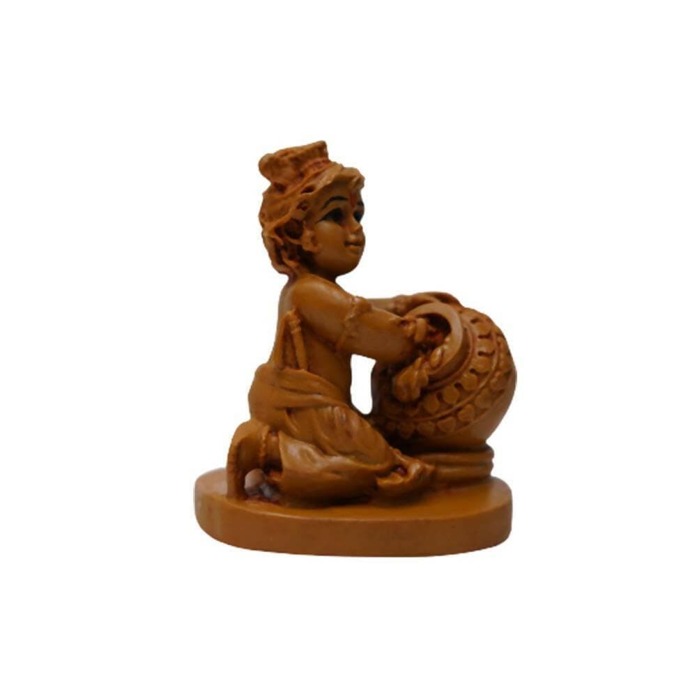 KariGhar Bal Krishna (Makhan) Idol for Home (Brown, 2.75X3.5X5 inches) - HalfPe