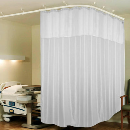 Hospital Partition Curtains, Clinic Curtains Size 12 FT W x 7 ft H, Channel Curtains with Net Fabric, 100% polyester 24 Rustfree Metal Eyelets 24 Plastic Hook, White Zig Zag, (12x7 FT) - HalfPe