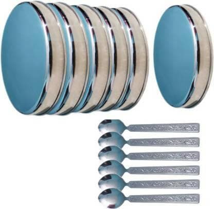 SHINI LIFESTYLE Dinner Plates 6pcs with spoon 6 pcs (set of 12) - HalfPe