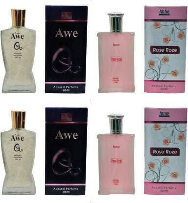 Aone AweQ Perfume and Rose Roze Perfume 100ml each (pack of 4, 400ml) - HalfPe