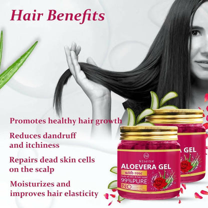 NEWISH Aloevera Gel With Pure Natural Rose Fragrance For Hair And Face Massage Gel (400 g) - HalfPe