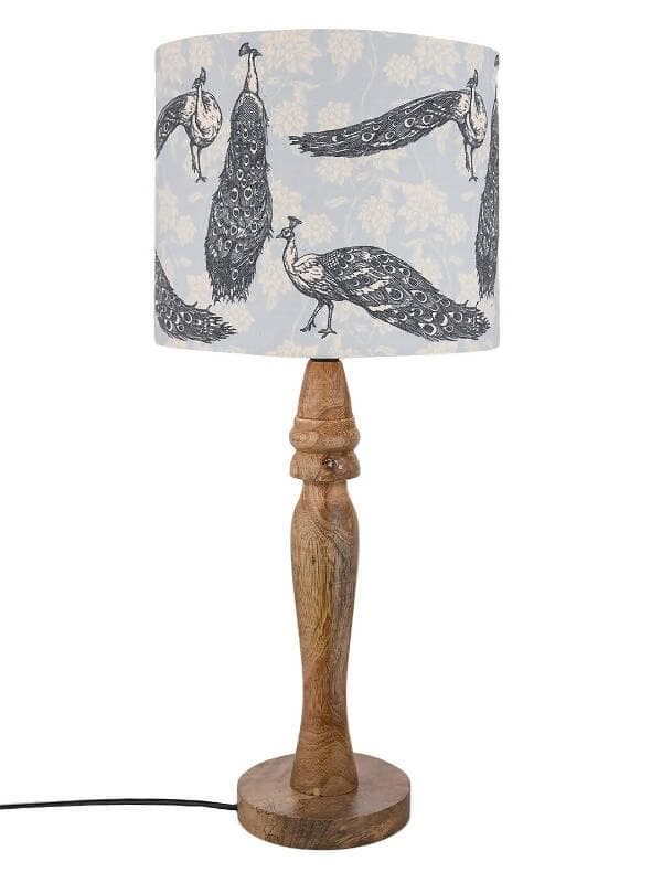 Wooden Peacock Print Lamp - HalfPe