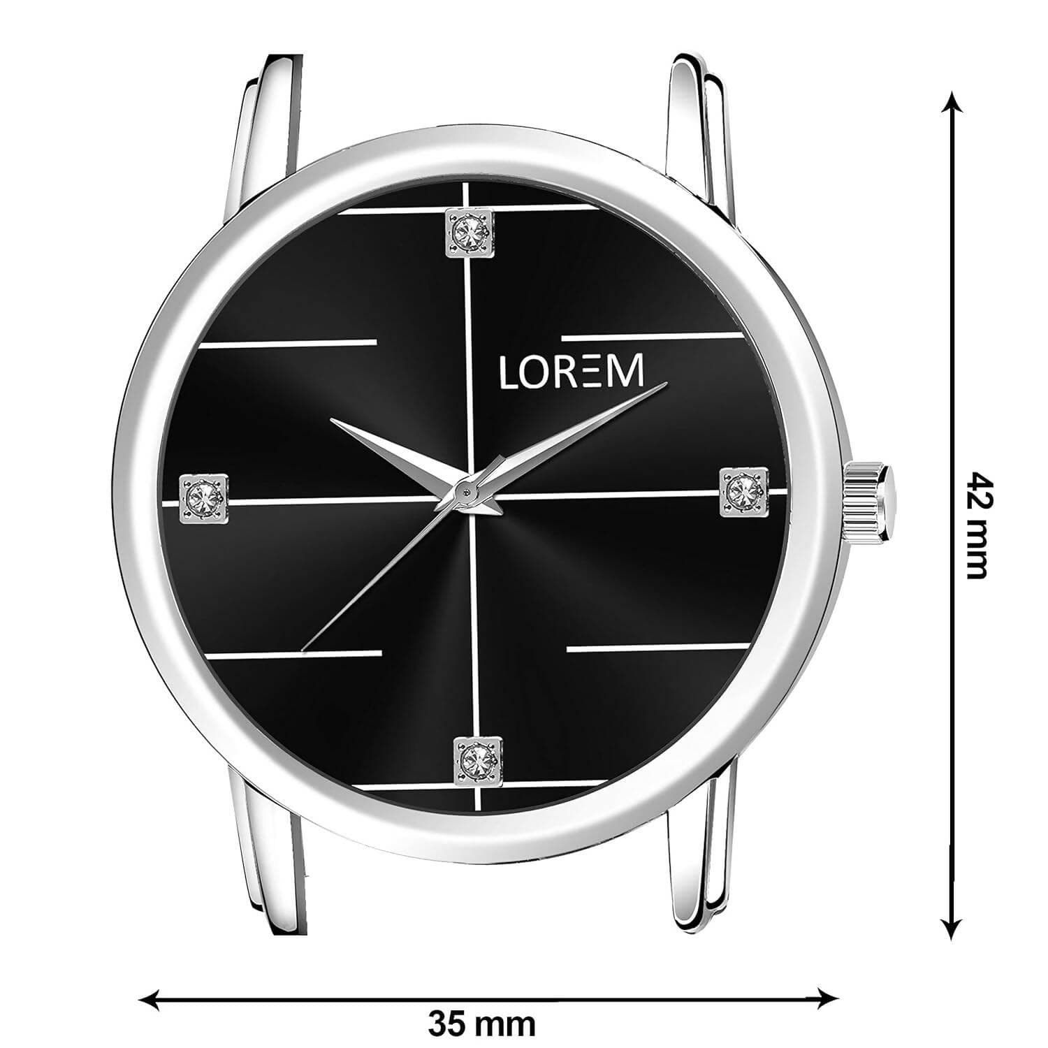 LOREM Black Standard Analog Watch For Women LR320 - HalfPe