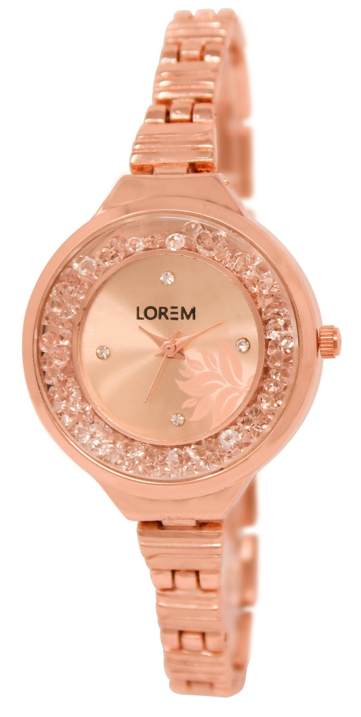 LOREM Rose Gold Fancy Analog Watch For Women LR225 - HalfPe