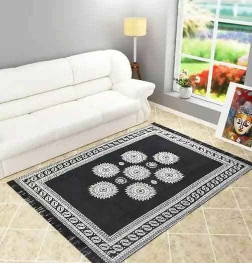 Elite Carpets for living Room (5 x 7feet, Black) - HalfPe