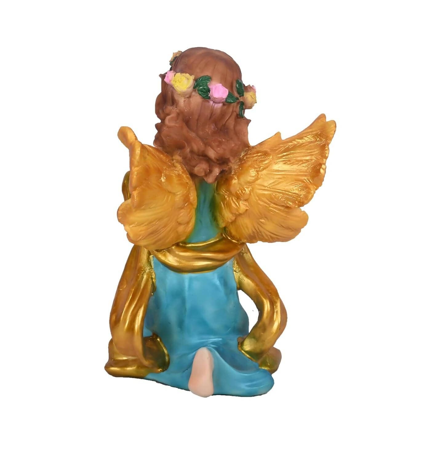 KariGhar Resin Blue Fairy Statue with Wings on One Knee Catholic Idol for Home Decoration, (Blue, 8.5 Inches) - HalfPe