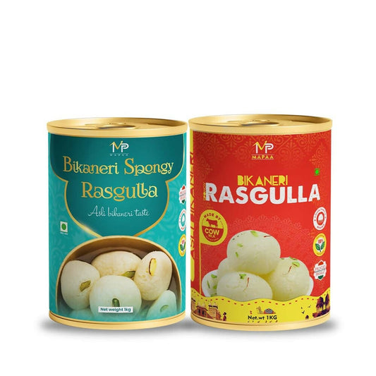 MAPAA's Bikaneri Premium Spongy Rasgulla & Bikaneri Rasgulla Mithai Combo (2x1Kg) 2 KG - HalfPe