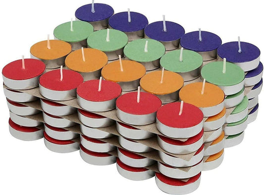 UDHWANI by Kakkumal Govindram Multi-Color Unscented Wax Tealights Candles (Pack of 50) - HalfPe