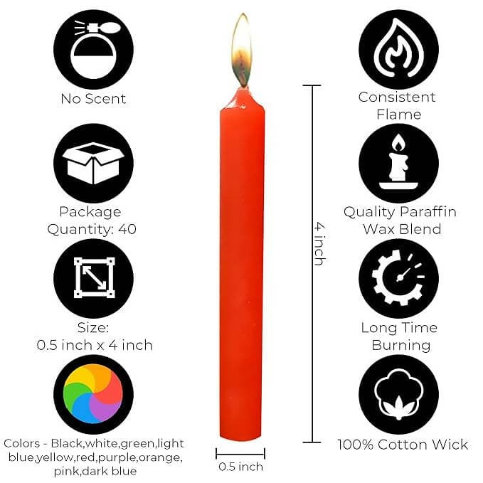 Dinil – Spell Candles (40 Candles) – Premium Mini Taper Candles for Rituals - HalfPe