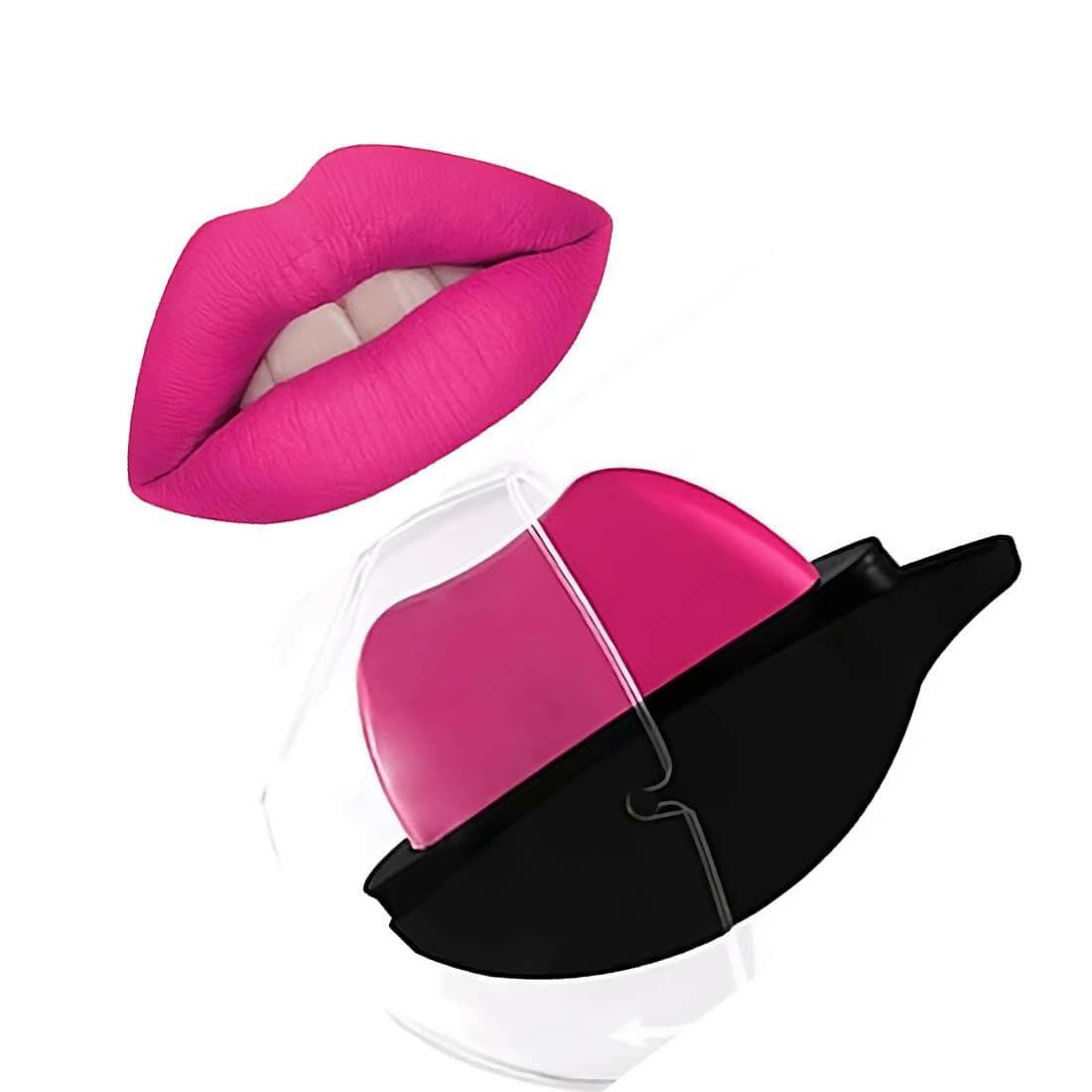 SENECIO Kiss Lip Shape Apple Design Matte Moisturizing Lipstick (Pink) - HalfPe