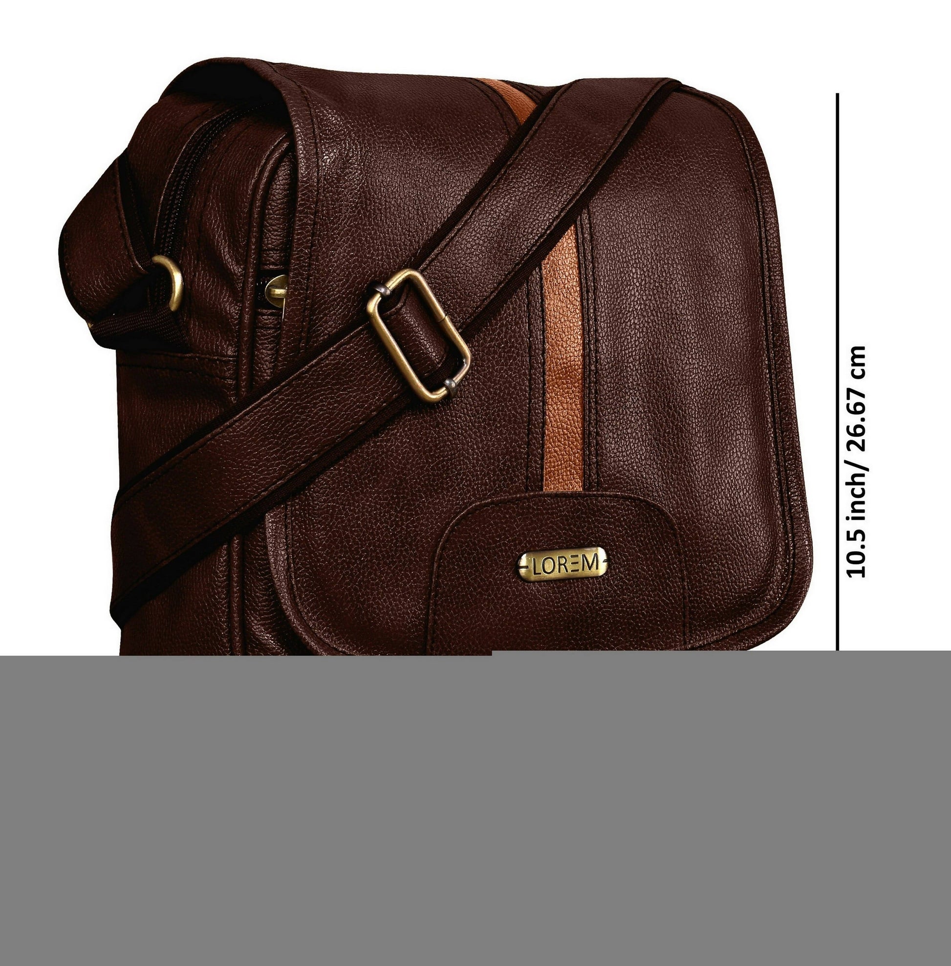 LOREM Brown Casual Faux Leather Cross Body Sling Bag For Men - HalfPe